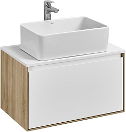 Акватон Тумба под раковину Либерти 70 белая/дуб эльвезия – фотография-1