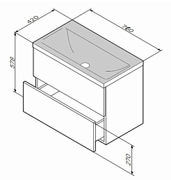 Am.Pm Тумба с раковиной Gem 75 глубокий синий, с 2 ящиками – фотография-7