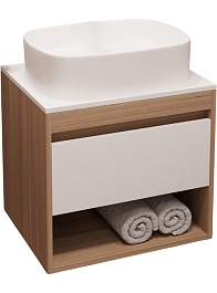 Teymi Тумба с раковиной Ritta 75 дуб эврика/белый матовый T60521 раковина T50209 – фотография-1
