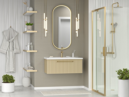 Brevita Тумба с раковиной Alicante 90 подвесная капучино – картинка-7