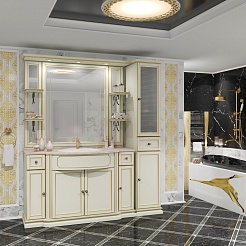 Opadiris Шкаф-пенал для ванной Корсо-оро №11 R слоновая кость с золотой патиной – фотография-3