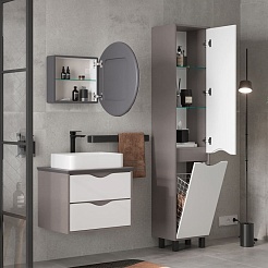 Equil Шкаф пенал Smile 40 напольный лен антрацит/графит – фотография-6