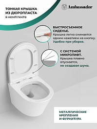 Ambassador Унитаз Ritz подвесной белый с сиденьем микролифт – фотография-7