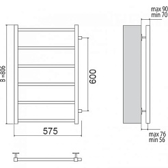 Terminus Полотенцесушитель водяной Вега П6 500x806-600 с боковым подключением – фотография-3