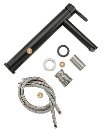 Frap Смеситель для раковины H801-6 F10801-62 черный – фотография-2