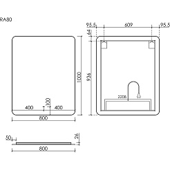 Sancos Зеркало Ray 80/100 c подсветкой RA800 – фотография-4