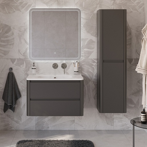 Cezares Тумба с раковиной без отверстия под смеситель Relax 80 подвесная оружейная сталь – фотография-14