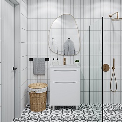 Vivon Тумба с раковиной Ostin 60 напольная белая матовая – фотография-13