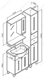 Бриклаер Пенал для ванной Бали 34 с б/к венге/белый – фотография-5