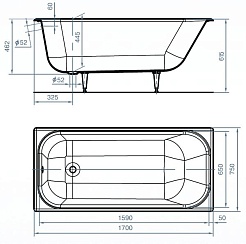 Универсал Ванна чугунная Ностальжи У 170x75 – фотография-4