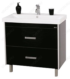 Misty Тумба с раковиной Джулия 90 QVATRO 2 ящика черная – фотография-2