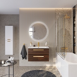 BelBagno Мебель для ванной Eco Cer-N 80 CZR-8073-80 орех шоколад софт ручки сатиновое золото – фотография-2