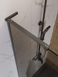 BelBagno Душевая перегородка Uno UNO-L-1-TB-90-BR-GM 90x200 профиль оружейная сталь стекло бронза – фотография-5