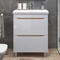 Vigo Тумба под раковину Grani 70 напольная белая/дуб золотой – фотография-2