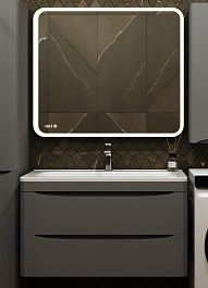 Style Line Мебель для ванной Бергамо Мини 90 Люкс антискрейтч Plus подвесная серая – фотография-1