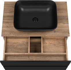 Brevita Тумба под раковину Dakota 80 подвесная дуб галифакс олово/черный кварц – фотография-4