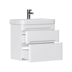 Equil Тумба с раковиной Nice 70 2 ящика подвесная белая – фотография-2