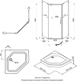 Triton Душевой уголок Дека-Графит 90x90 стекло прозрачное профиль графит – фотография-13