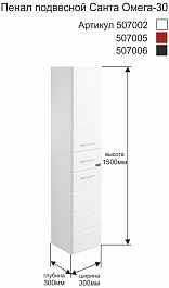 СанТа Пенал для ванной Омега 30 подвесной – фотография-7