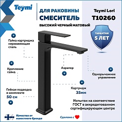 Teymi Смеситель для раковины чаши Lori T10260 черный матовый – фотография-14