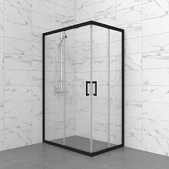 Triton Душевой уголок Фикс-Блэк 120x90 стекло прозрачное профиль черный матовый – фотография-5