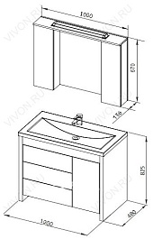 Aquanet Тумба с раковиной "Тиана 100" венге с б/к (172680) – фотография-4