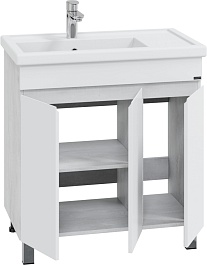 СанТа Тумба с раковиной Марс 80П белая/светлое дерево – фотография-2