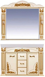 Misty Тумба с раковиной Барокко 120 3 ящика бежевая патина – фотография-4