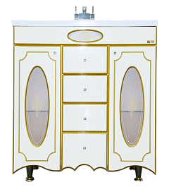 Misty Мебель для ванной Монако 80 R белая патина – фотография-4