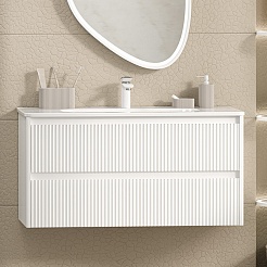 Brevita Тумба с раковиной Riva 100 подвесная белая – фотография-2