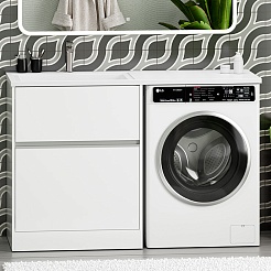 Misty Тумба под раковину Ингрид 70 под стиральную машину белая – фотография-9