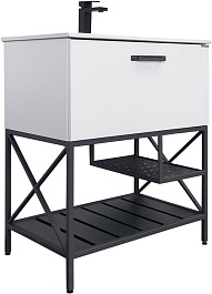 Comforty Тумба с раковиной Бредфорд 75 белая/серый графит – фотография-1