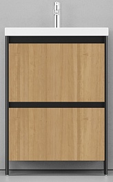 Velvex Мебель для ванной напольная Klaufs 60 черная/дерево, 2 ящика – фотография-7