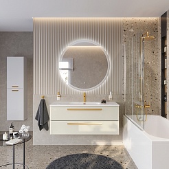 Cezares Тумба с раковиной Eco Cer-N 120 брашированная альпака CZR-8095-120 ручки сатиновое золото – фотография-2