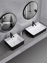 Teymi Раковина накладная в ванную Helmi 46 Duo чёрно-белый глянец T50271 – фотография-10