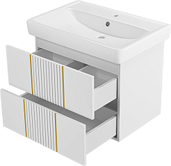 Brevita Мебель для ванной Vega 70 подвесная белая/золото – фотография-7