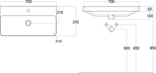 Brevita Тумба с раковиной Victory 70 подвесная серый кашемир – картинка-11