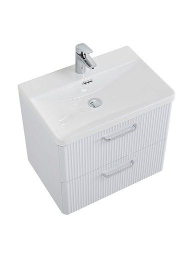 BelBagno Тумба с раковиной Due 60 подвесная Bianco Lucido ручки Хром полированный – фотография-8