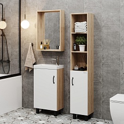 Onika Мебель для ванной Тимбер 45 L белая матовая/дуб сонома – фотография-4