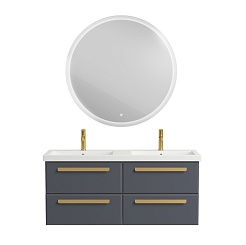 Cezares Тумба с раковиной Eco 120 с 4 ящиками grafito ручки сатиновое золото – фотография-2