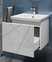 Vigo Тумба с раковиной Geometry 500-0-1 подвесная белая – фотография-6