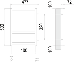 Terminus Полотенцесушитель водяной Аврора П4 400x500 БП320 хром – фотография-3