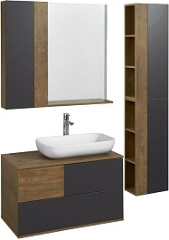 Акватон Мебель для ванной Терра 105 дуб кантри/антрацит – фотография-2