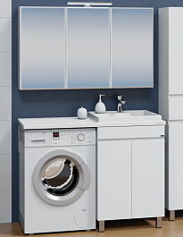 СанТа Мебель для ванной под стиральную машину Марс 120 R 2 двери белая – фотография-1