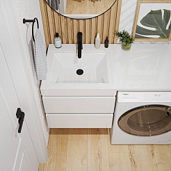 Vivon Тумба под раковину под стиральную машину Vivon Donna 120 подвесная белый глянец эмаль – фотография-13