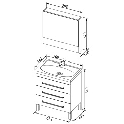 Aquanet Мебель для ванной "Сиена 70" черная напольная (196506) – фотография-7