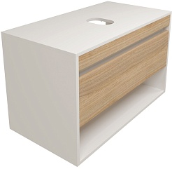 Teymi Тумба под раковину Ritta 85 подвесная белый/дуб – фотография-1