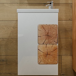 Бриклаер Тумба с раковиной Форест 40 подвесная белый/дуб золотой – фотография-1