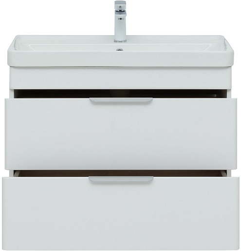 Aquanet Тумба с раковиной Ирис New 80 2 ящика подвесная белая глянцевая – картинка-7