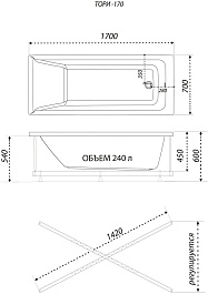 1ACReal Акриловая ванна Тори 170x70 – фотография-7